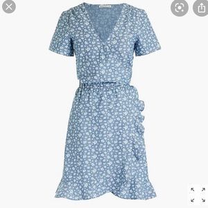 J. Crew Blue Chambray 100% Cotton Faux Wrap Dress size XXS